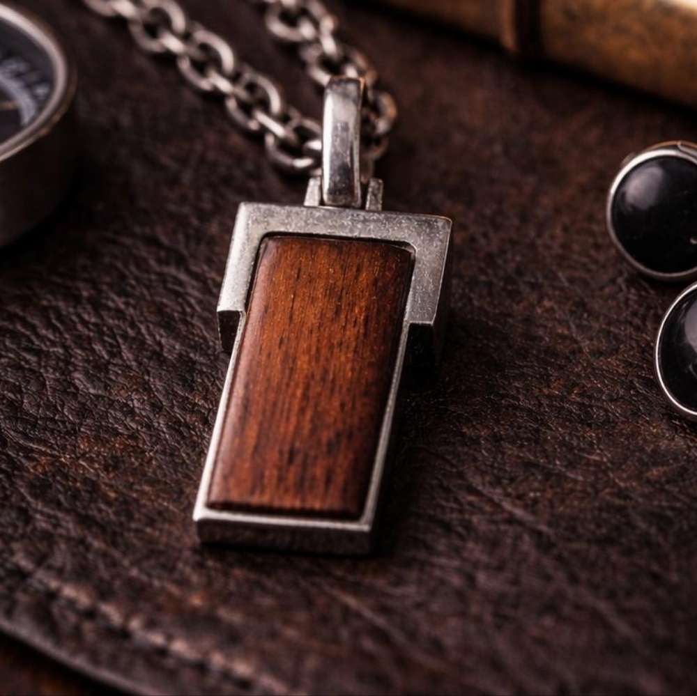 Vintage Avon Wood Pendant Necklace